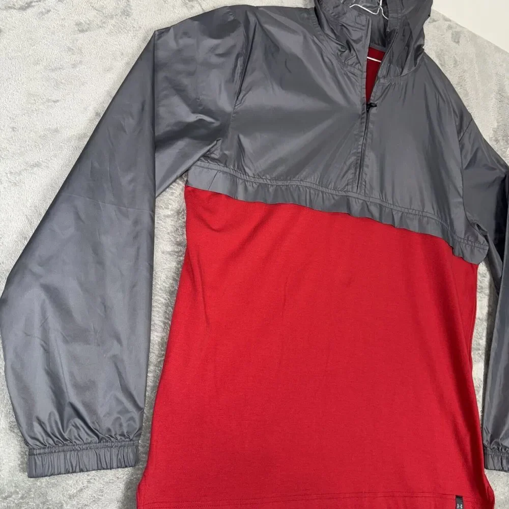 Under Armour Light Windbreaker, 1/4 Zip, Long Sleeve, Althetic Mens‎ Large, Red